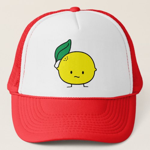 Sour yellow lemon leaf citrus fruit lemony trucker hat