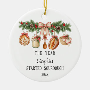 Sourdough Baker Christmas Custom Name & Year Ceramic Ornament