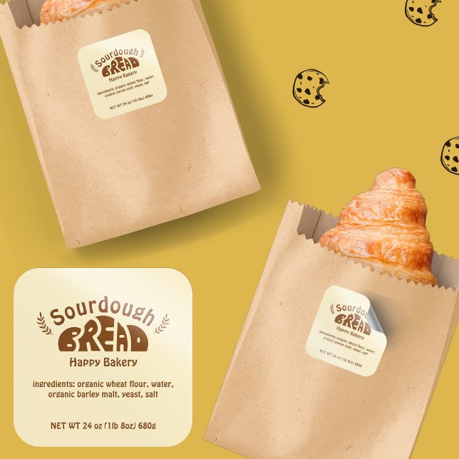 Sourdough Bread Baking Ingredients Square Sticker (Sourdough Bread Baking Ingredients Square Sticker)
