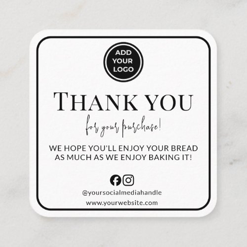 Sourdough Bread Care Tips with Thank You Logo Card