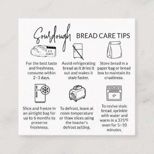 Sourdough Bread Care Tips with Thank You Logo Card