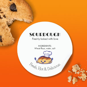 Sourdough Bread Cartoon Bold Text Modern Classic Round Sticker