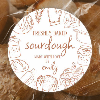 Sourdough Bread Cute Doodle Classic Round Sticker
