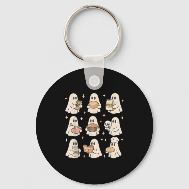 Sourdough Bread Halloween Cute Ghost Homemaker Bak Keychain (Front)