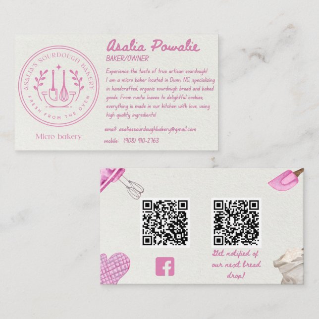Sourdough micro bakery business card (Front/Back)