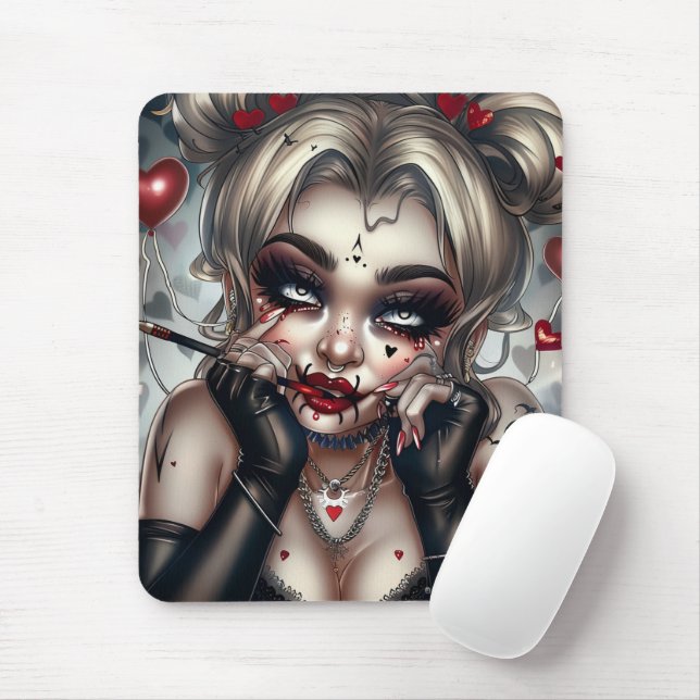 Sourie Woman with Clown Makeup 12 Mousepad (With Mouse)