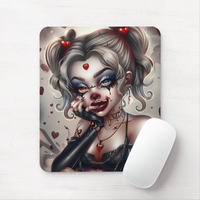 Sourie Woman with Clown Makeup Rug 9 Mouse Pad (With Mouse)