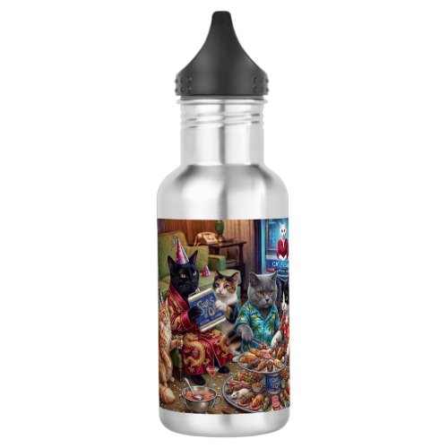 Souris d'Or Party Cats Stainless Steel Water  Bottle