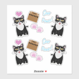 Sourpuss Sour Power Tuxedo Cat Cartoon Set Sticker