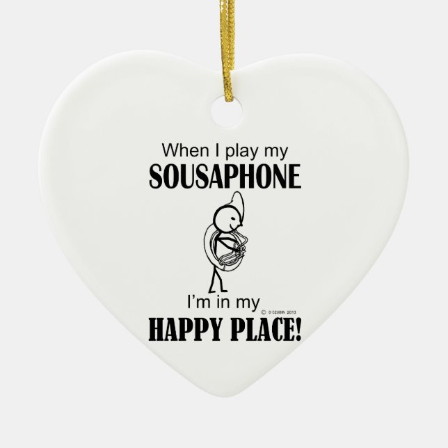 Sousaphone Happy Place Ceramic Ornament (Front)