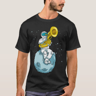 Sousaphone Marching Band Funny Astronaut Tuba Play T-Shirt