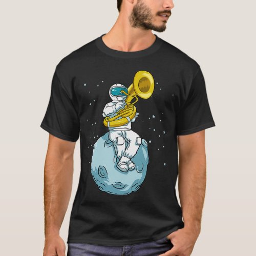 Sousaphone Marching Band Funny Astronaut Tuba Play T_Shirt