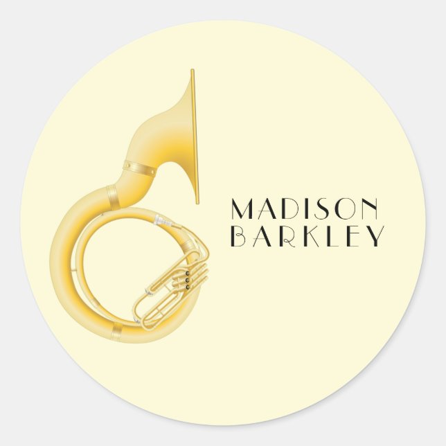 Sousaphone Music Teacher Classic Round Sticker (Front)