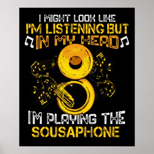 Sousaphone Player Marching Band Gift Men Tuba Poster