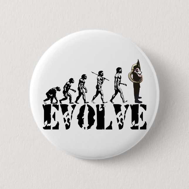 Sousaphone Tuba Tubas Evolution Musical Art Pinback Button (Front)
