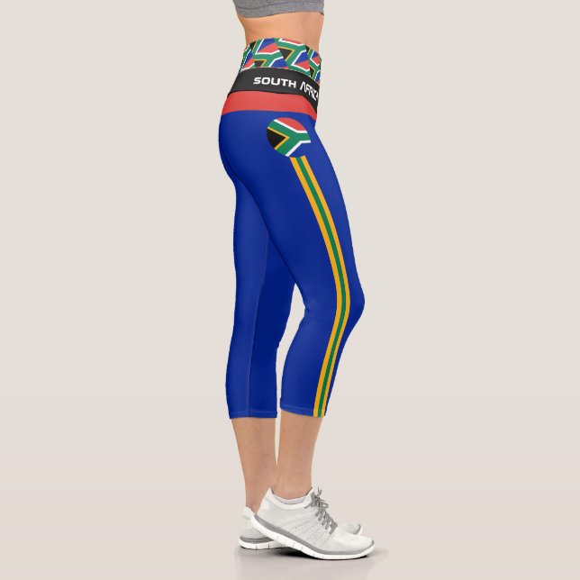 South Africa & African Flag fashion sport /Fitness Capri Leggings (Right)