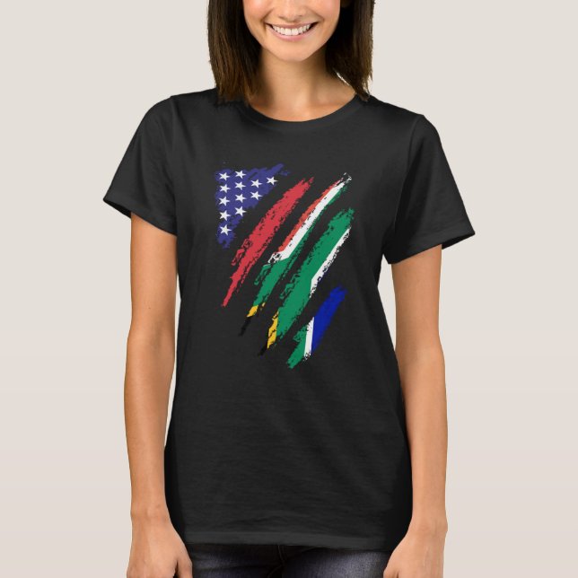 South Africa American Grown Flag USA Patriot Herit T-Shirt (Front)