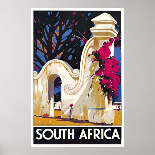 South Africa Art Travel Poster Vintage Africa