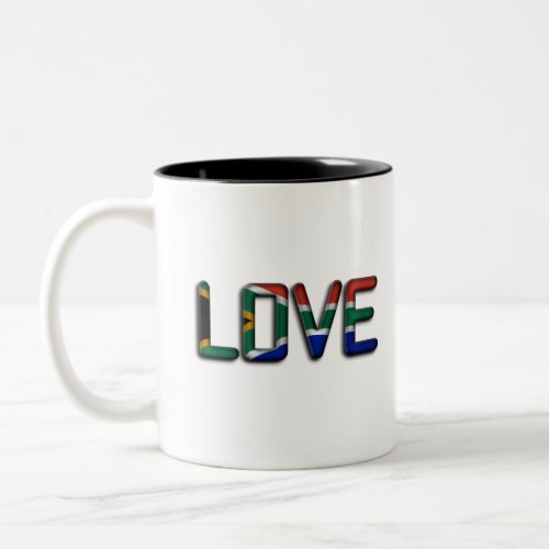 South Africa beautiful amazing text quote flag art Two_Tone Coffee Mug