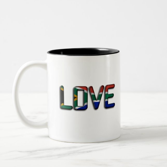 South Africa Beautiful Love Amazing Text Quote Art Two-Tone Coffee Mug (Left)