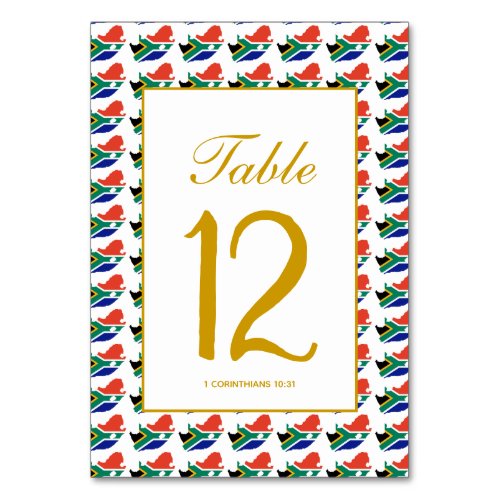 SOUTH AFRICA Celebration Banquet Christian Wedding Table Number