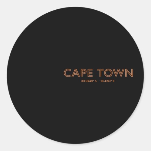 South Africa City Coordinates Cape Town Classic Round Sticker