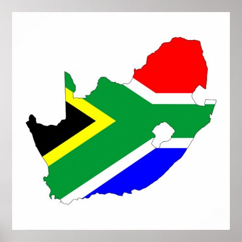 south africa country flag map shape symbol poster