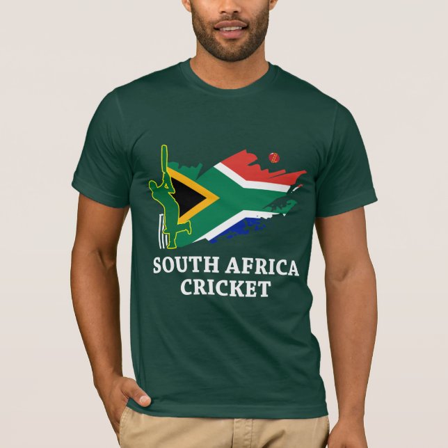 South Africa Cricket Flag Brush Stroke Gift T-Shirt (Front)