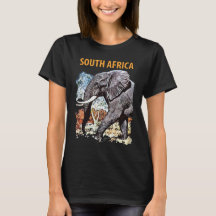 South Africa Elephant Travel Retro Black Tee