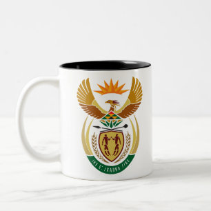 south africa emblem Two-Tone coffee mug