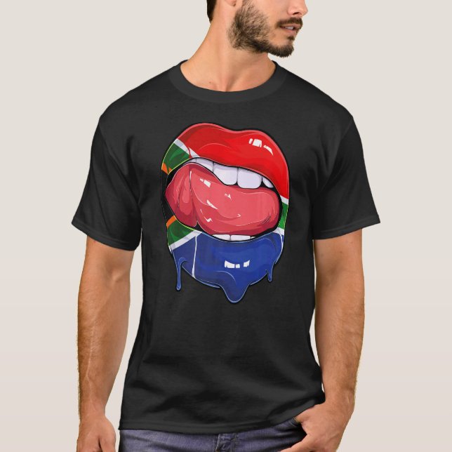 South Africa Fan Flag Mouth Soccer South African T-Shirt (Front)