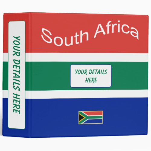 South Africa Flag 3 Ring Binder