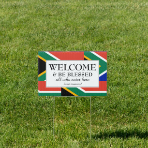 SOUTH AFRICA Flag BE BLESSED WELCOME Sign
