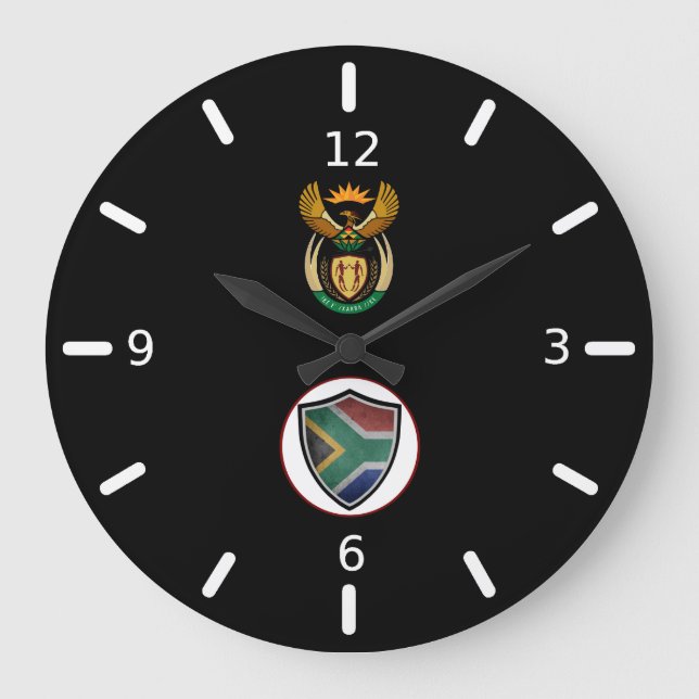 South Africa flag-coat arms large clock (Front)