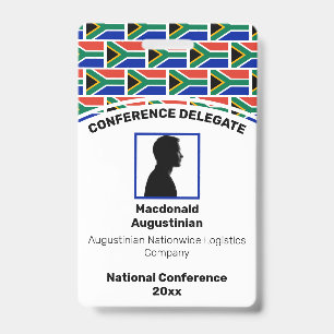 SOUTH AFRICA FLAG Customized Logo Photo ID Name Badge