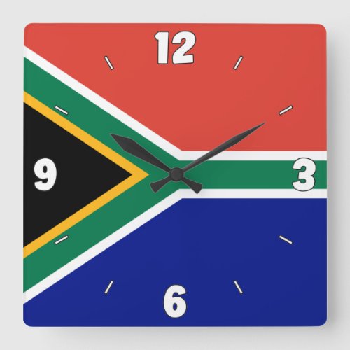 South Africa Flag Dazzling Patriotic Square Wall Clock