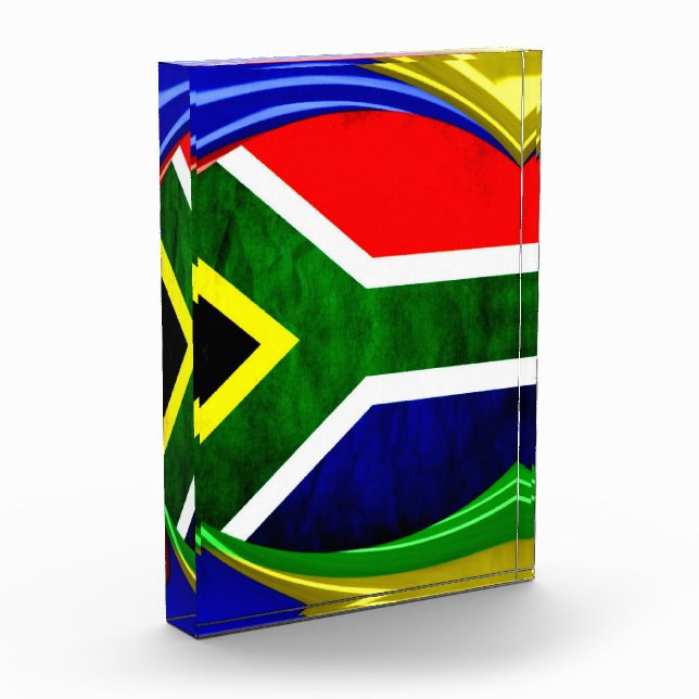South Africa Flag: Dynamic Swirl Motif Acrylic Award (Left)