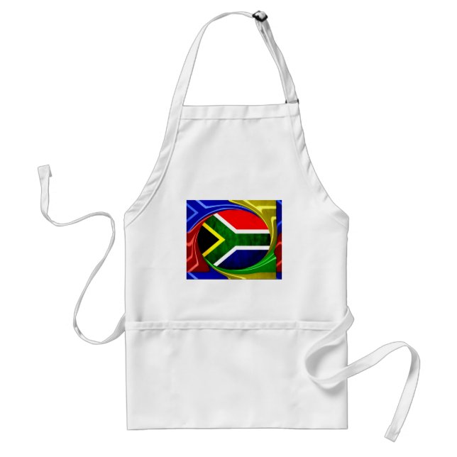 South Africa Flag: Dynamic Swirl Motif Adult Apron (Front)