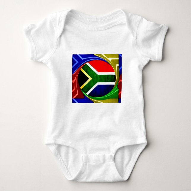 South Africa Flag: Dynamic Swirl Motif Baby Bodysuit (Front)
