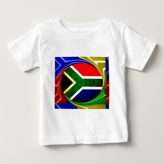 South Africa Flag: Dynamic Swirl Motif Baby T-Shirt (Front)
