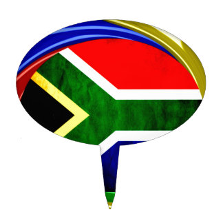 South Africa Flag: Dynamic Swirl Motif Cake Topper