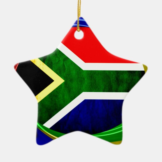 South Africa Flag: Dynamic Swirl Motif Ceramic Ornament (Front)
