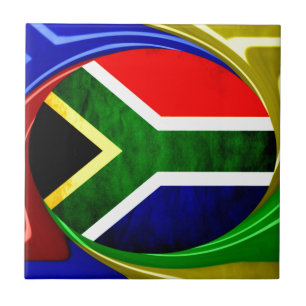 South Africa Flag: Dynamic Swirl Motif Ceramic Tile