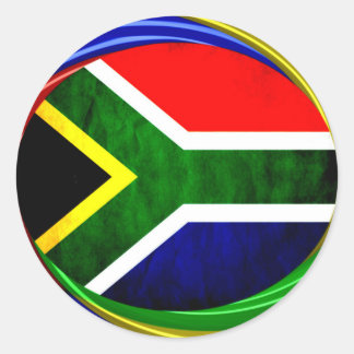 South Africa Flag: Dynamic Swirl Motif Classic Round Sticker
