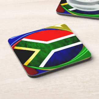 South Africa Flag: Dynamic Swirl Motif Drink Coaster