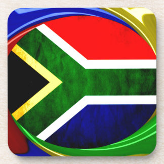 South Africa Flag: Dynamic Swirl Motif Drink Coaster
