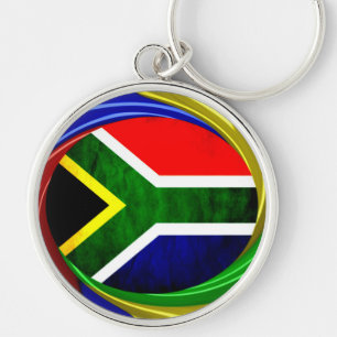South Africa Flag: Dynamic Swirl Motif Keychain