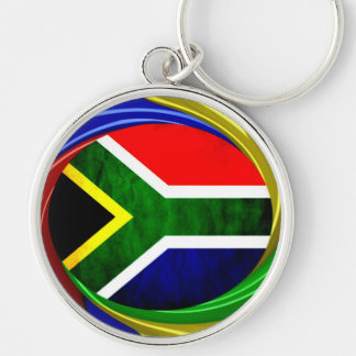 South Africa Flag: Dynamic Swirl Motif Keychain