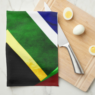 South Africa Flag: Dynamic Swirl Motif Kitchen Towel