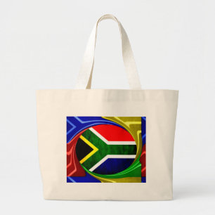 South Africa Flag: Dynamic Swirl Motif Large Tote Bag
